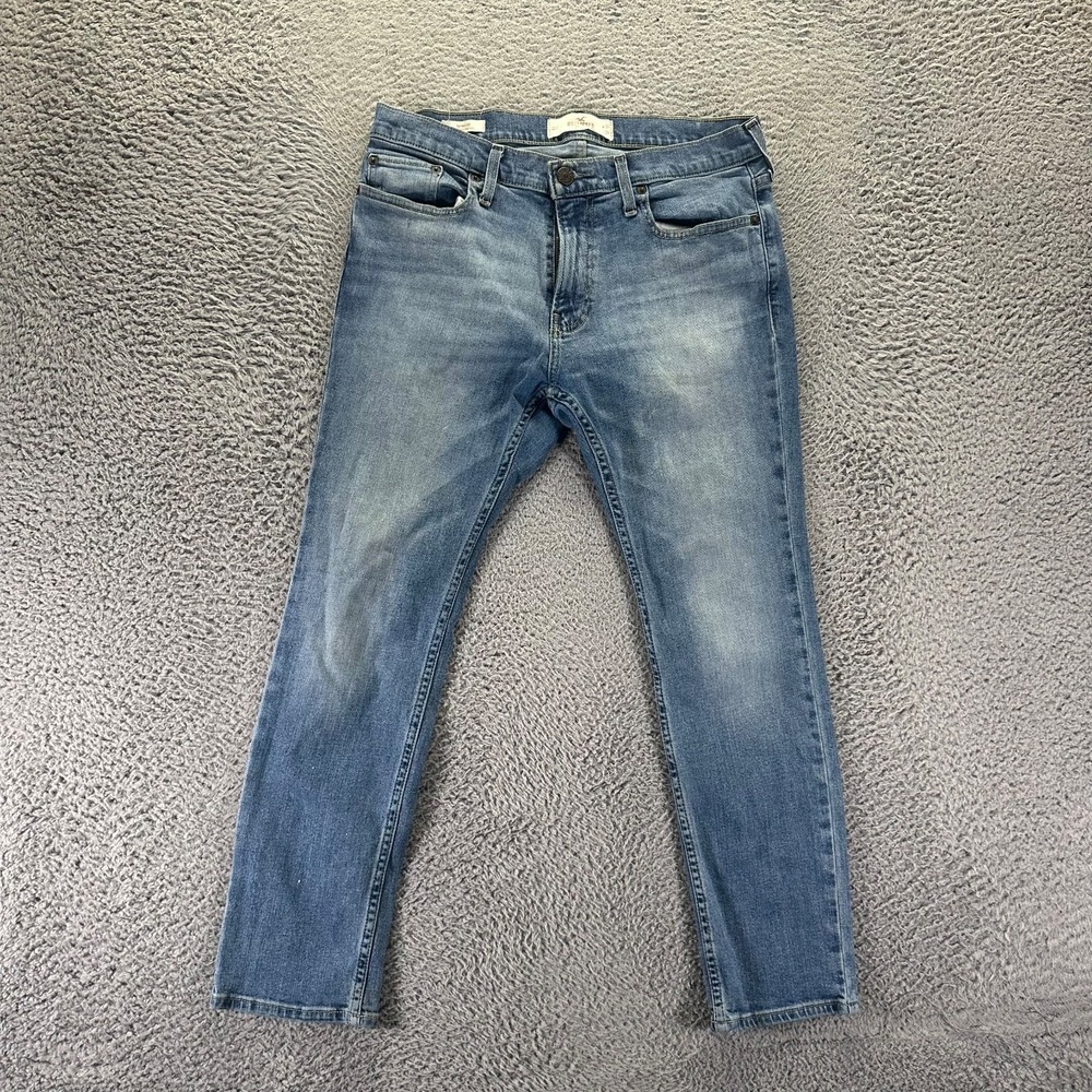 Hollister Epic Flex Jeans Mens 32x28 Blue Cotton Denim Skinny Leg Faded Stretch